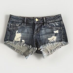 Guess Los Angeles Micro Mini Distressed Denim Shorts 24 Y2K Daisy Dukes Festival